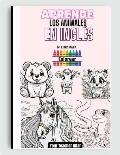 Libro para Colorear (Aprende los Animales en Inglés)