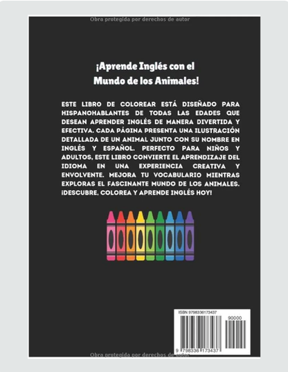 Libro para Colorear (Aprende los Animales en Inglés)